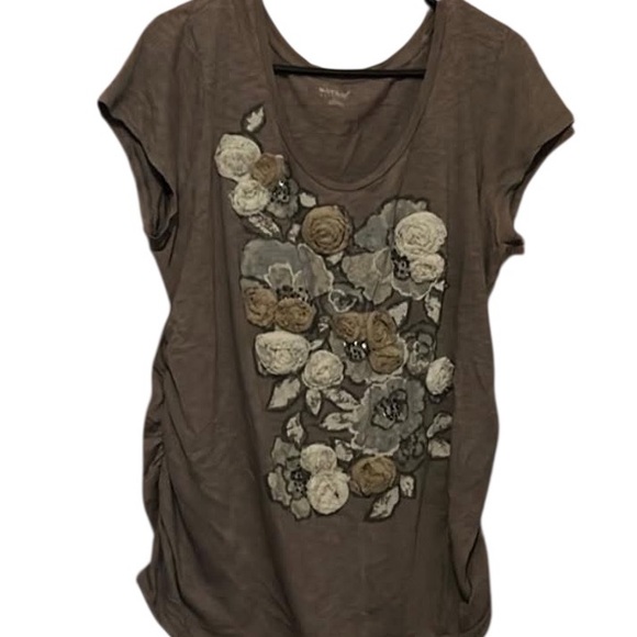 Motherhood Maternity Tops - motherhood maternity Floral Embellished Brown Top